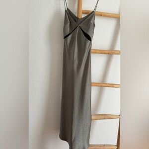 bec + bridge Olive Green Satin Dress with Twist Front